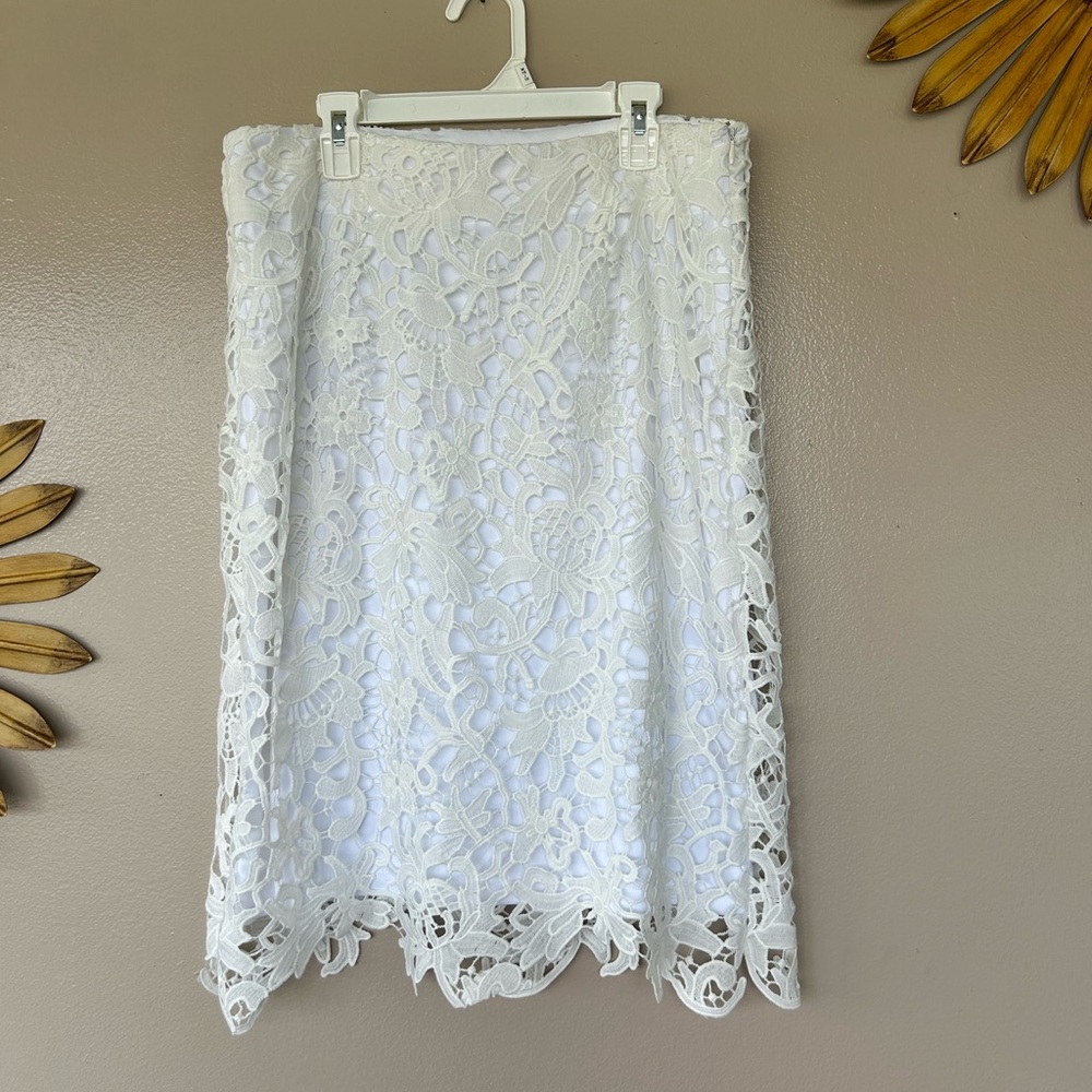 Calvin Klein Lined Lace Doily Skirt Side Zip Size 6
